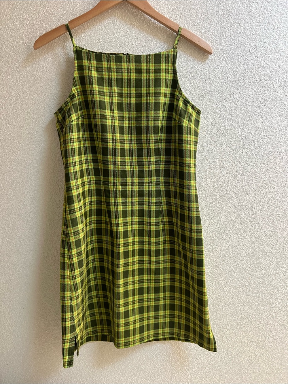 Plaid Green Spaghetti Strap Dress